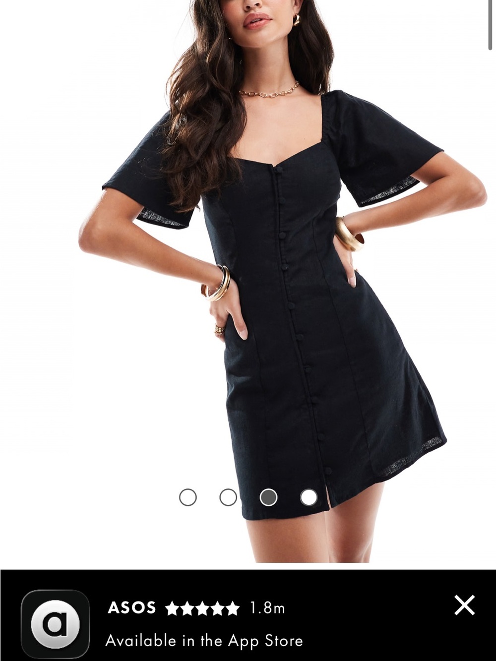 Abercrombie & Fitch Black Button-Front Square Neck Mini Dress MP